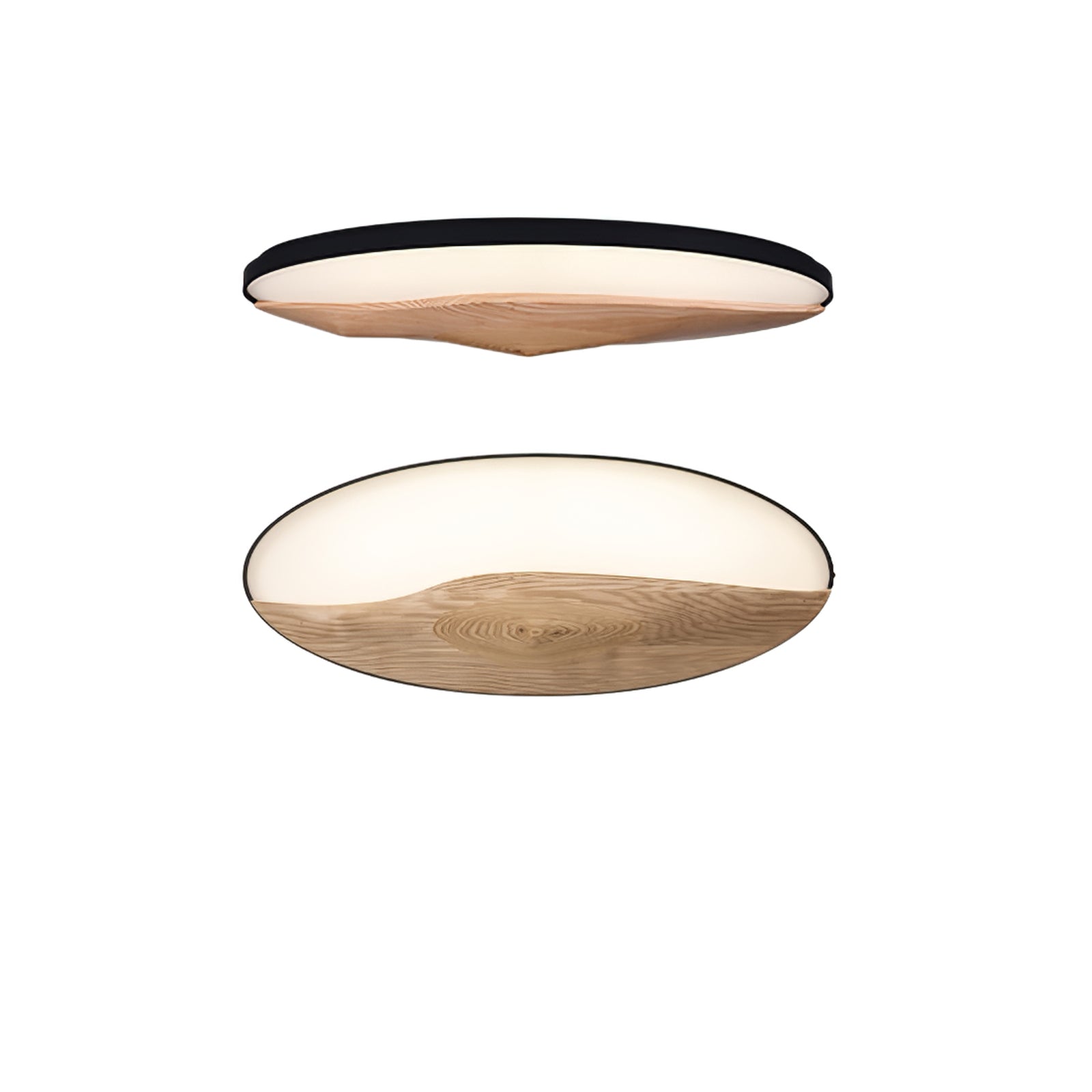 Minimalist Mountain Peak LED Flush Mount Ceiling Light with Wood Base and Acrylic Shade