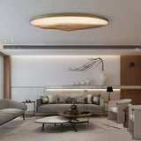 Minimalist Mountain Peak LED Flush Mount Ceiling Light with Wood Base and Acrylic Shade