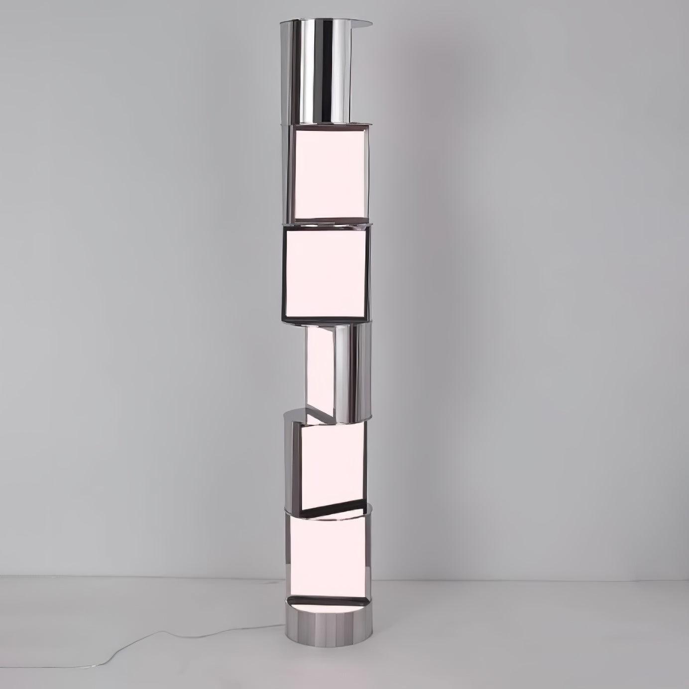 Modern Geometric Rotating Half Cylindrical LED Standing Floor Lamp for Indoor Lighting