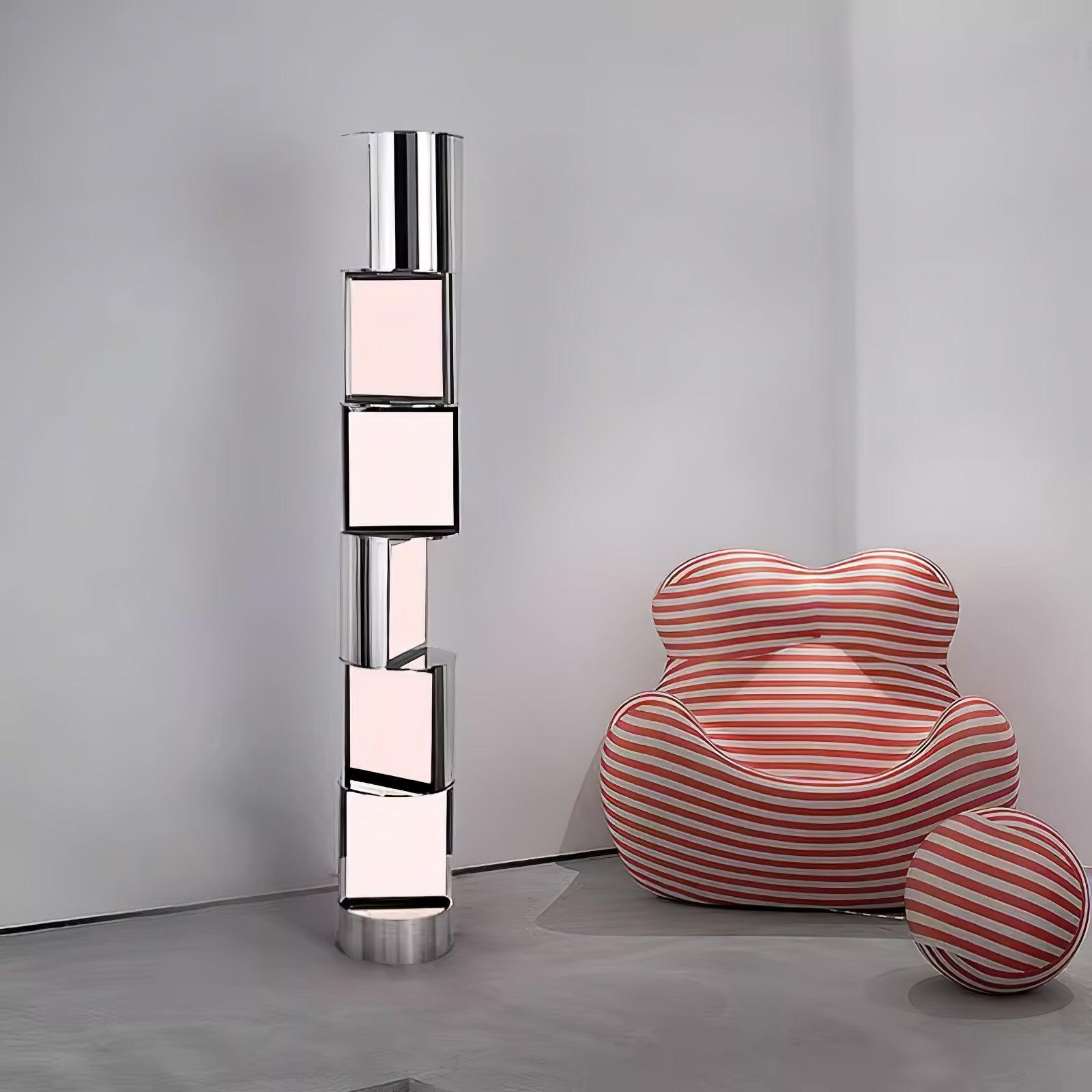 Modern Geometric Rotating Half Cylindrical LED Standing Floor Lamp for Indoor Lighting