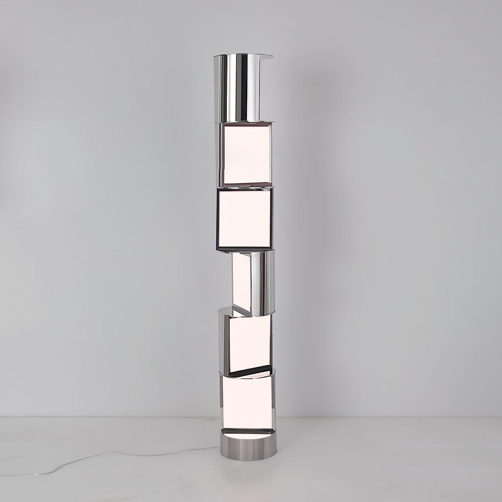 Modern Geometric Rotating Half Cylindrical LED Standing Floor Lamp for Indoor Lighting