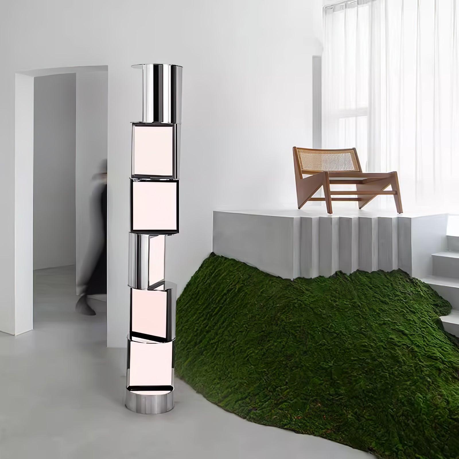 Modern Geometric Rotating Half Cylindrical LED Standing Floor Lamp for Indoor Lighting