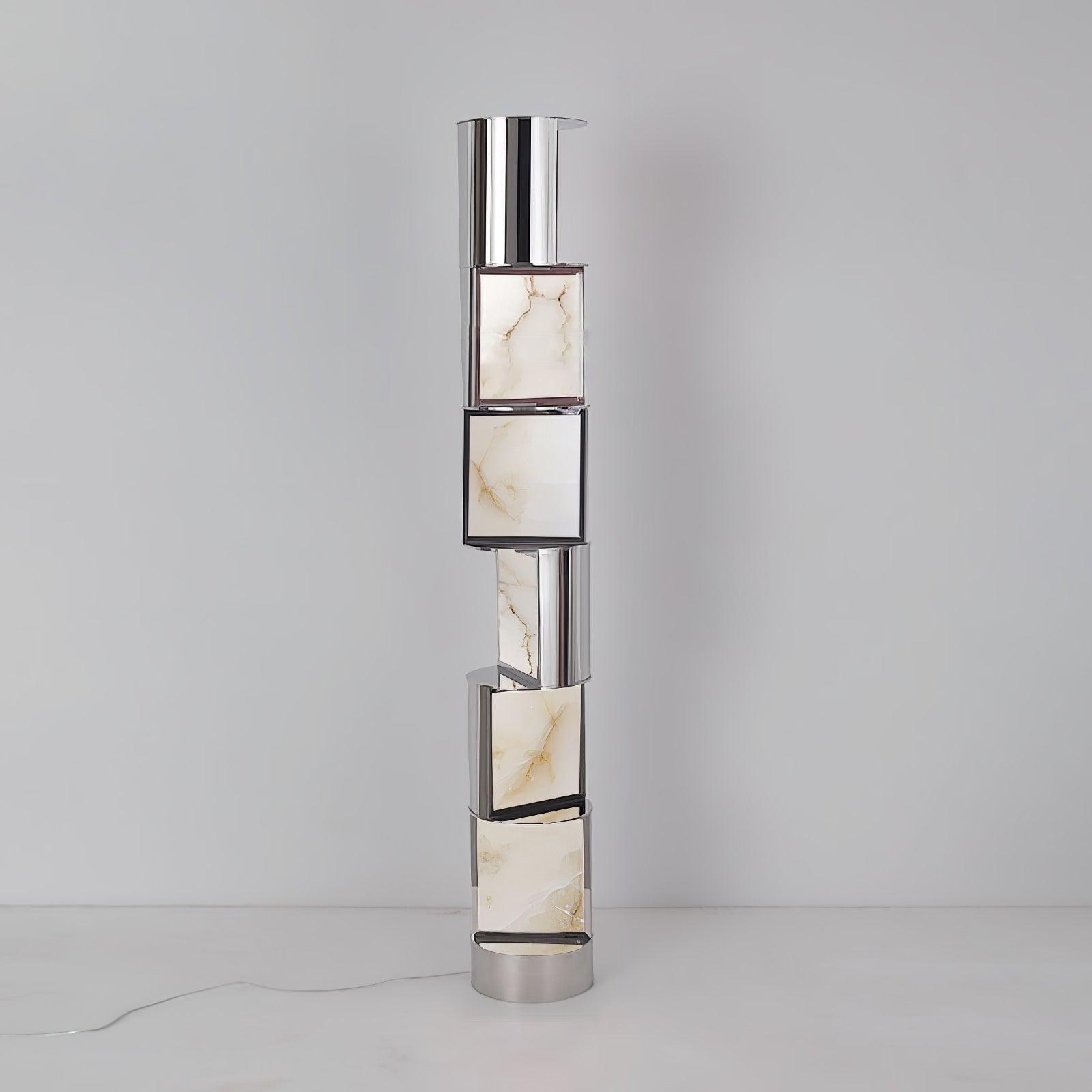 Modern Geometric Rotating Half Cylindrical LED Standing Floor Lamp for Indoor Lighting