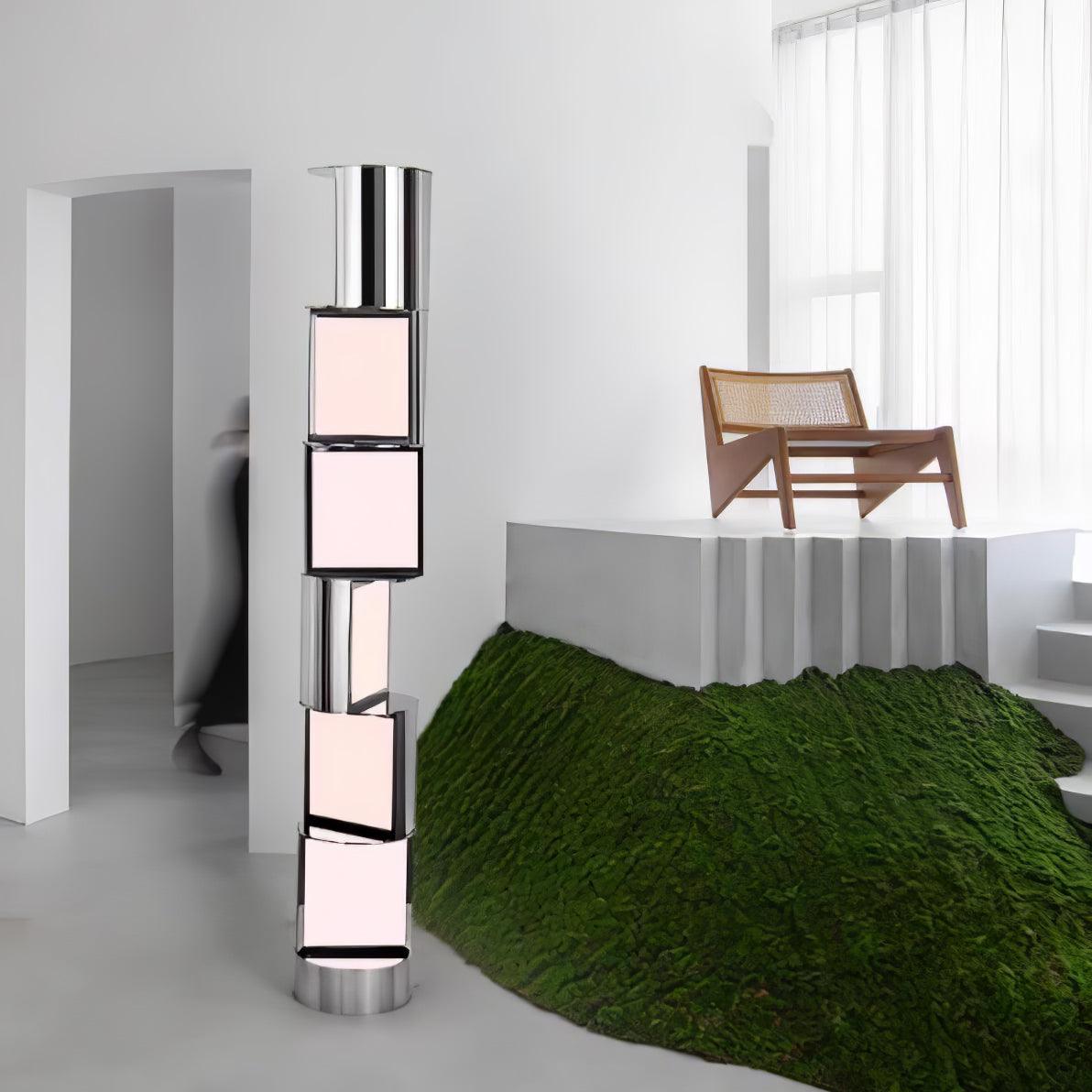 Modern Geometric Rotating Half Cylindrical LED Standing Floor Lamp for Indoor Lighting