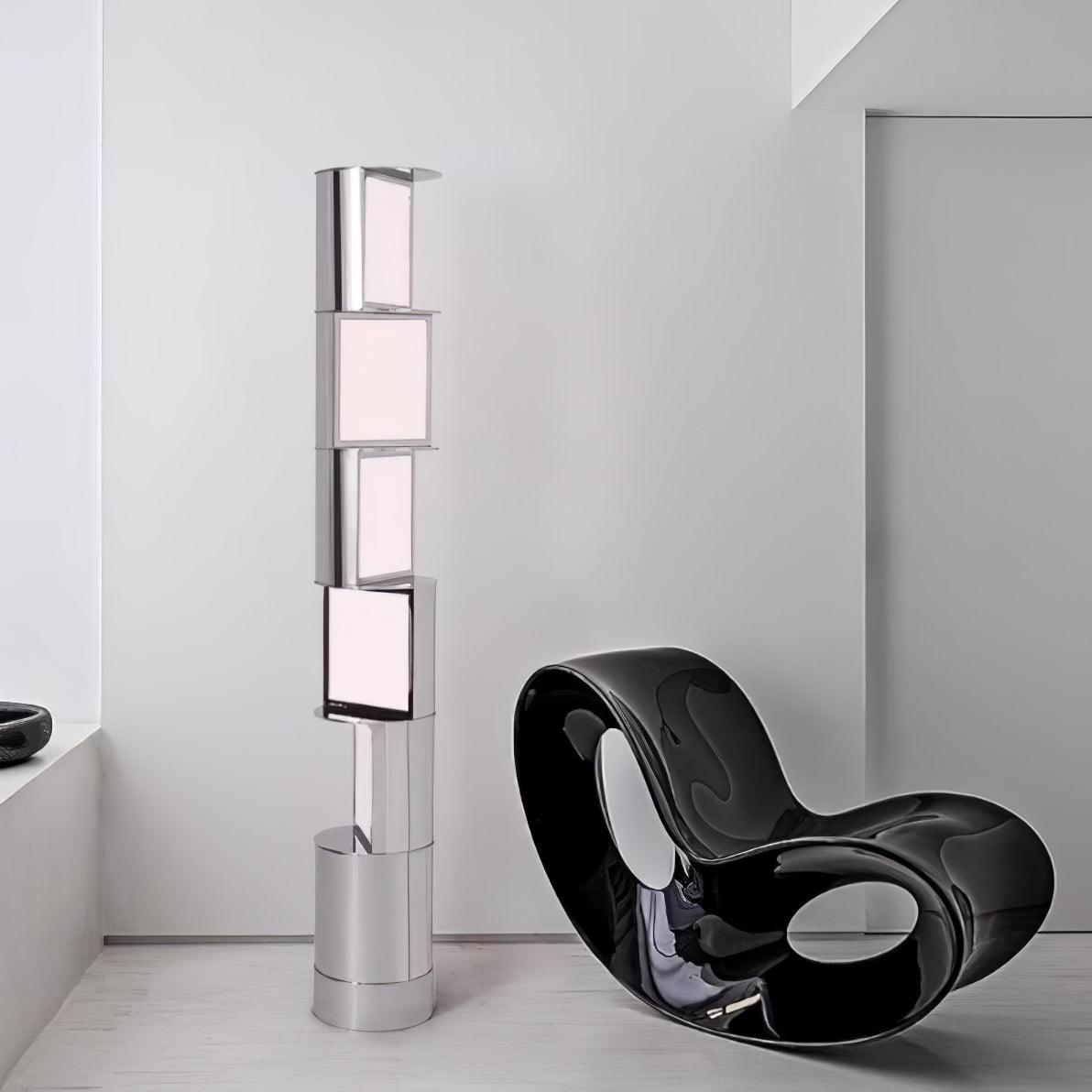 Modern Geometric Rotating Half Cylindrical LED Standing Floor Lamp for Indoor Lighting