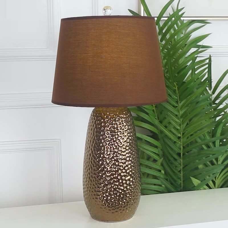 modern-bronze-hammered-ceramic-table-lamp-with-linen-shade-for-bedside-and-living-room