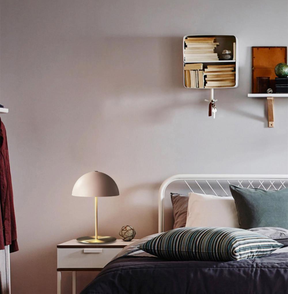 Modern Dome Metal Table Lamp Contemporary Mushroom Style Nightstand Light for Bedroom and Office