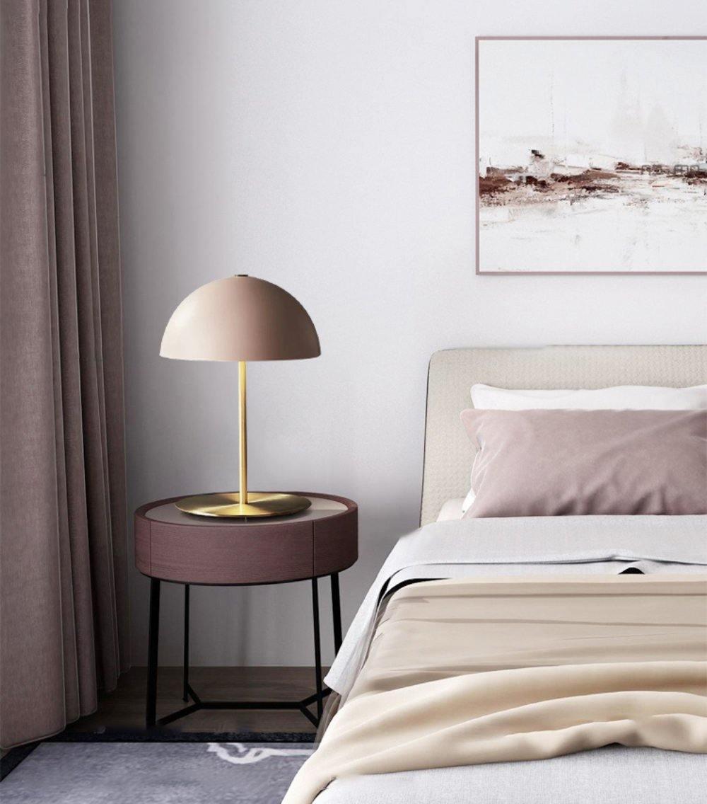 Modern Dome Metal Table Lamp Contemporary Mushroom Style Nightstand Light for Bedroom and Office
