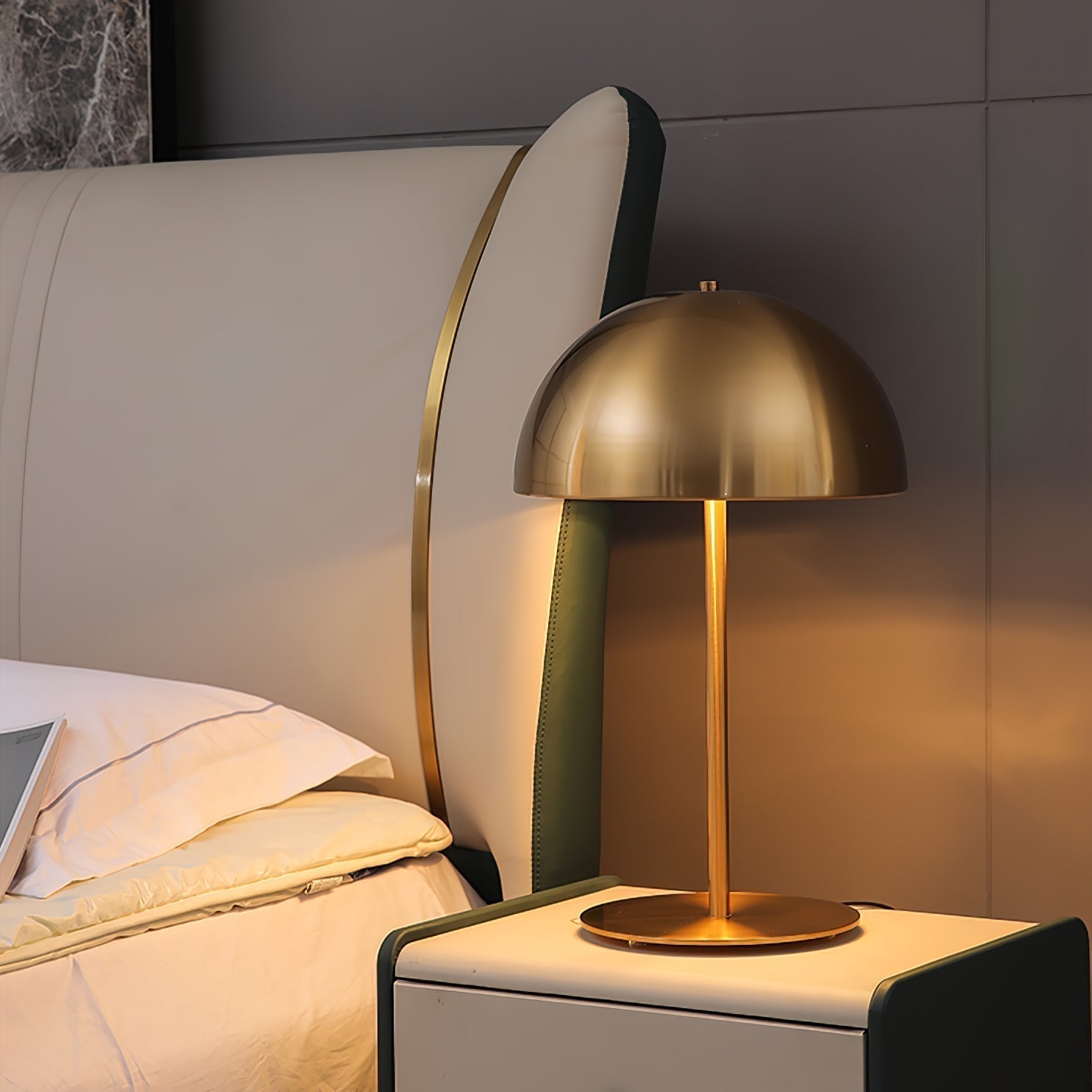 Modern Dome Metal Table Lamp Contemporary Mushroom Style Nightstand Light for Bedroom and Office
