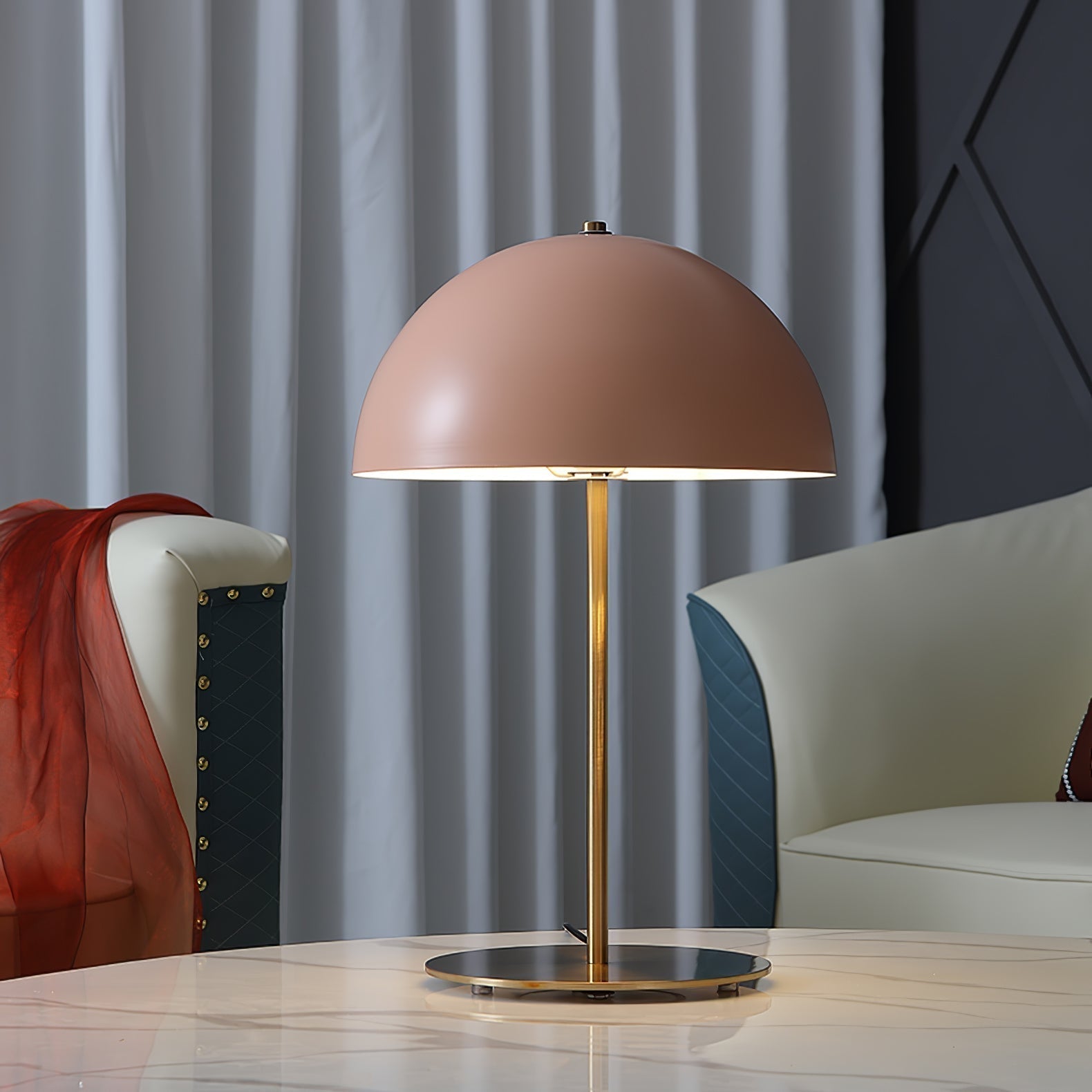 Modern Dome Metal Table Lamp Contemporary Mushroom Style Nightstand Light for Bedroom and Office