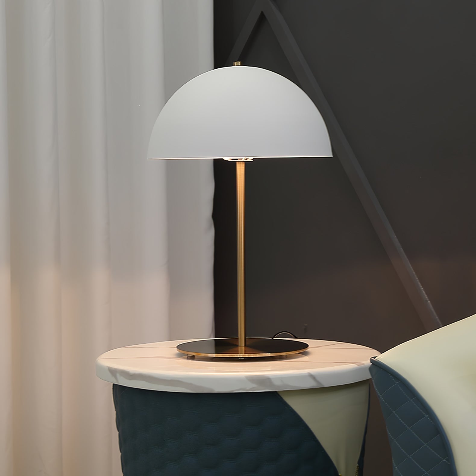 Modern Dome Metal Table Lamp Contemporary Mushroom Style Nightstand Light for Bedroom and Office