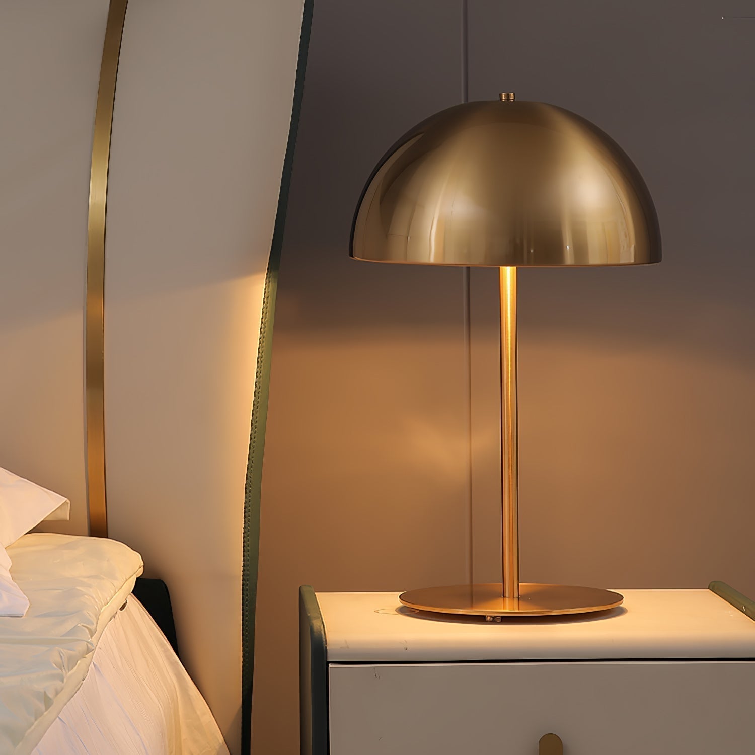 Modern Dome Metal Table Lamp Contemporary Mushroom Style Nightstand Light for Bedroom and Office