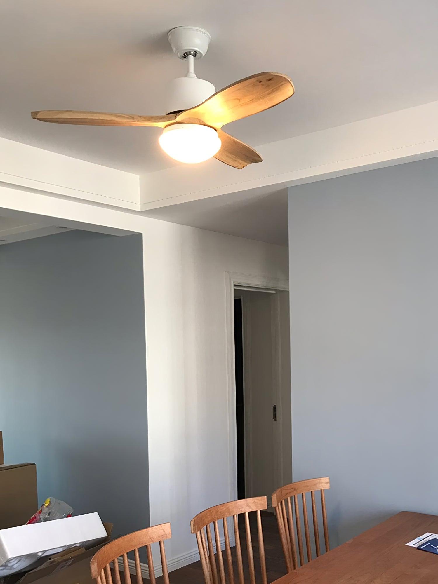 Modern LED Integrated Ceiling Fan with Wood Blades and Remote Control Light