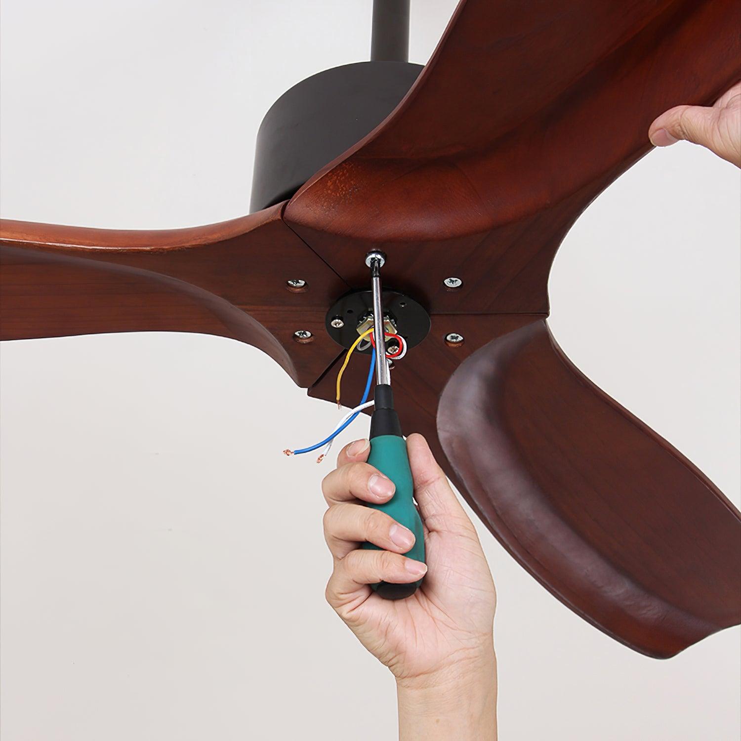 Modern LED Integrated Ceiling Fan with Wood Blades and Remote Control Light