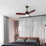 Modern LED Integrated Ceiling Fan with Wood Blades and Remote Control Light