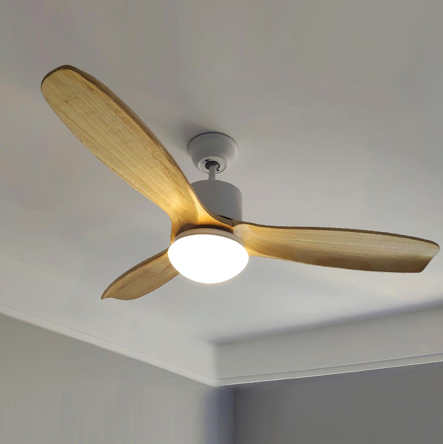 Modern LED Integrated Ceiling Fan with Wood Blades and Remote Control Light