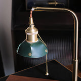Vintage Wood and Leather Table Lamp Retro Industrial Design for Bedroom and Office