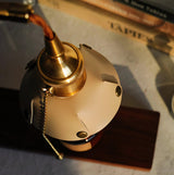 Vintage Wood and Leather Table Lamp Retro Industrial Design for Bedroom and Office