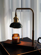 Vintage Wood and Leather Table Lamp Retro Industrial Design for Bedroom and Office