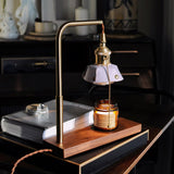 Vintage Wood and Leather Table Lamp Retro Industrial Design for Bedroom and Office