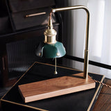 Vintage Wood and Leather Table Lamp Retro Industrial Design for Bedroom and Office