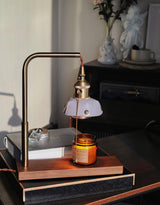 Vintage Wood and Leather Table Lamp Retro Industrial Design for Bedroom and Office