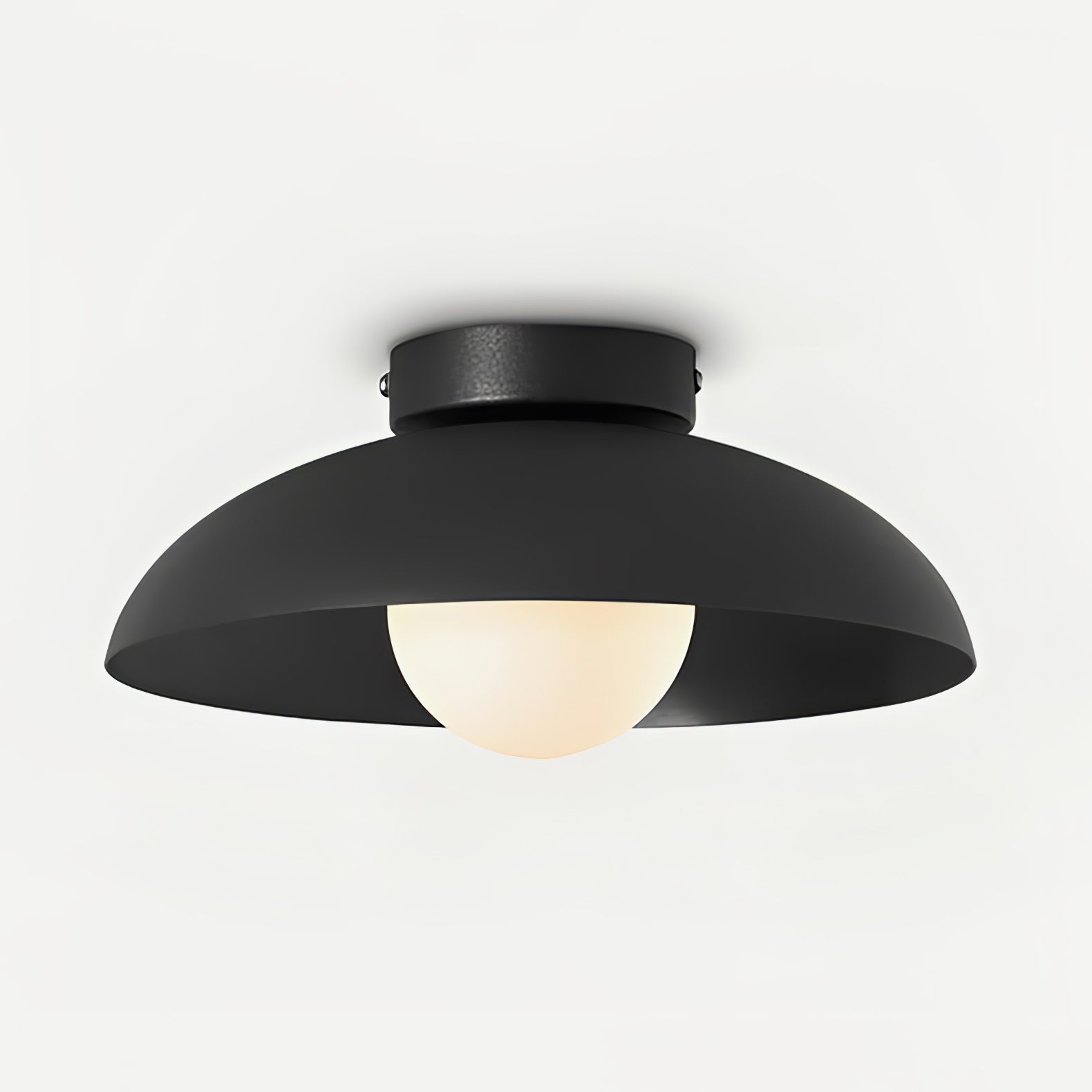 Modern Matte Metal and Glass Dome Flush Mount Ceiling Light for Hallway Kitchen