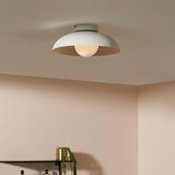 Modern Matte Metal and Glass Dome Flush Mount Ceiling Light for Hallway Kitchen