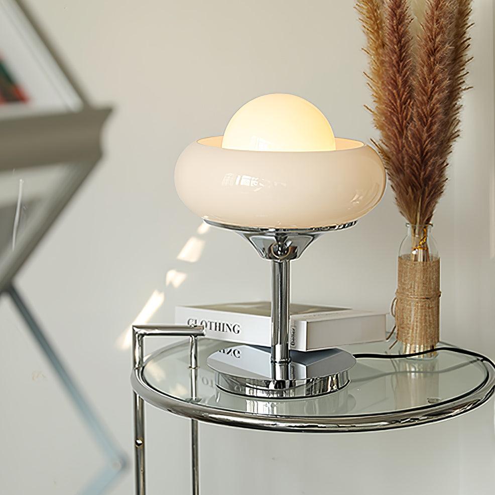Harvey Chrome Space Age Table Lamp with Glass Globe and Plexiglass Shade