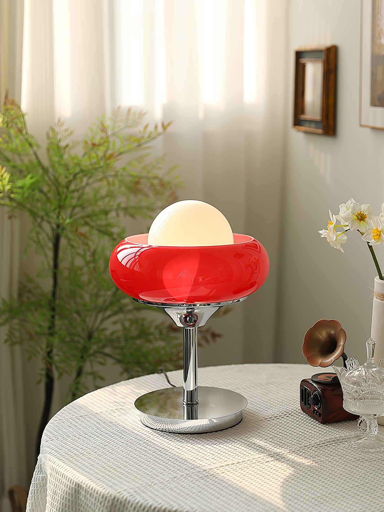 Harvey Chrome Space Age Table Lamp with Glass Globe and Plexiglass Shade
