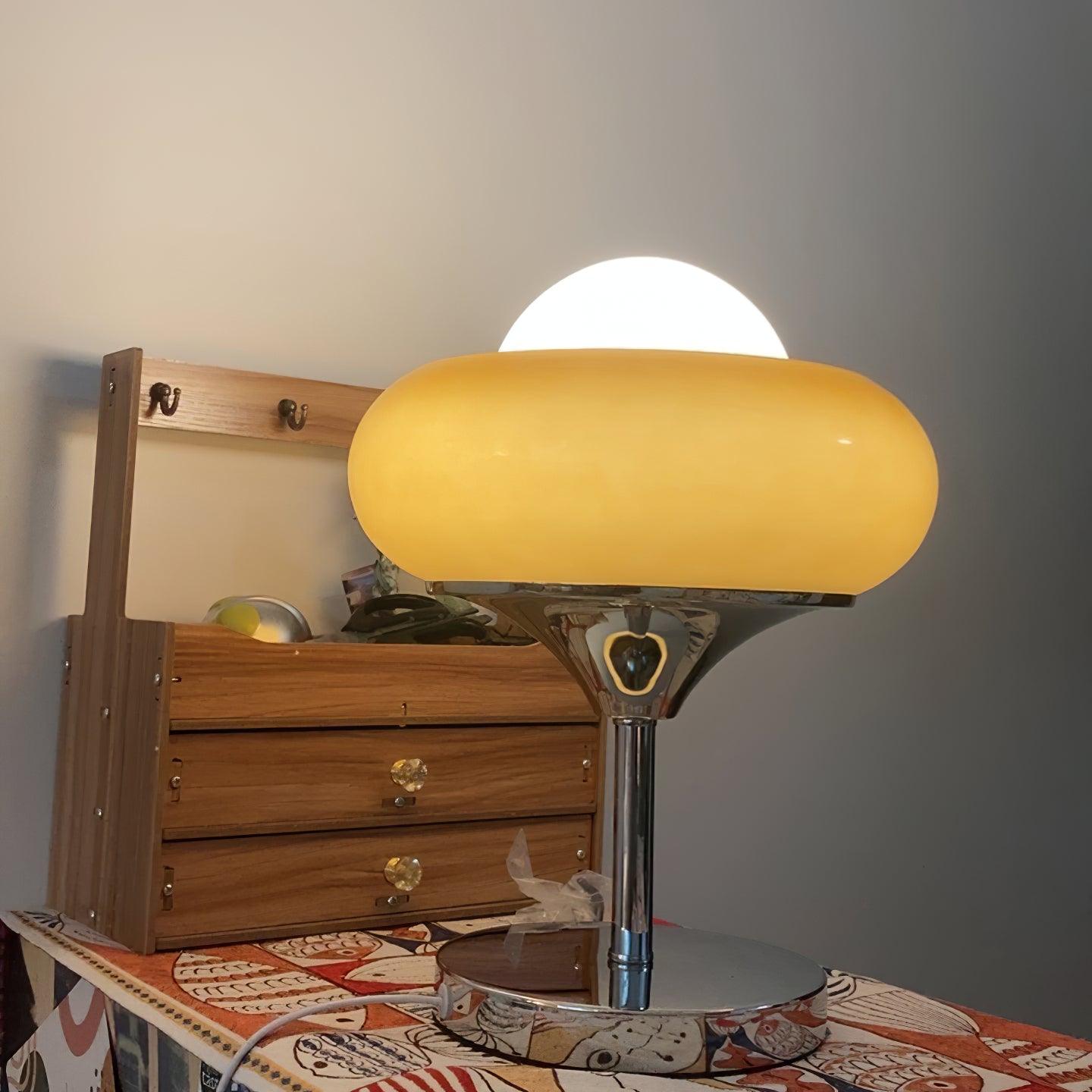 Harvey Chrome Space Age Table Lamp with Glass Globe and Plexiglass Shade