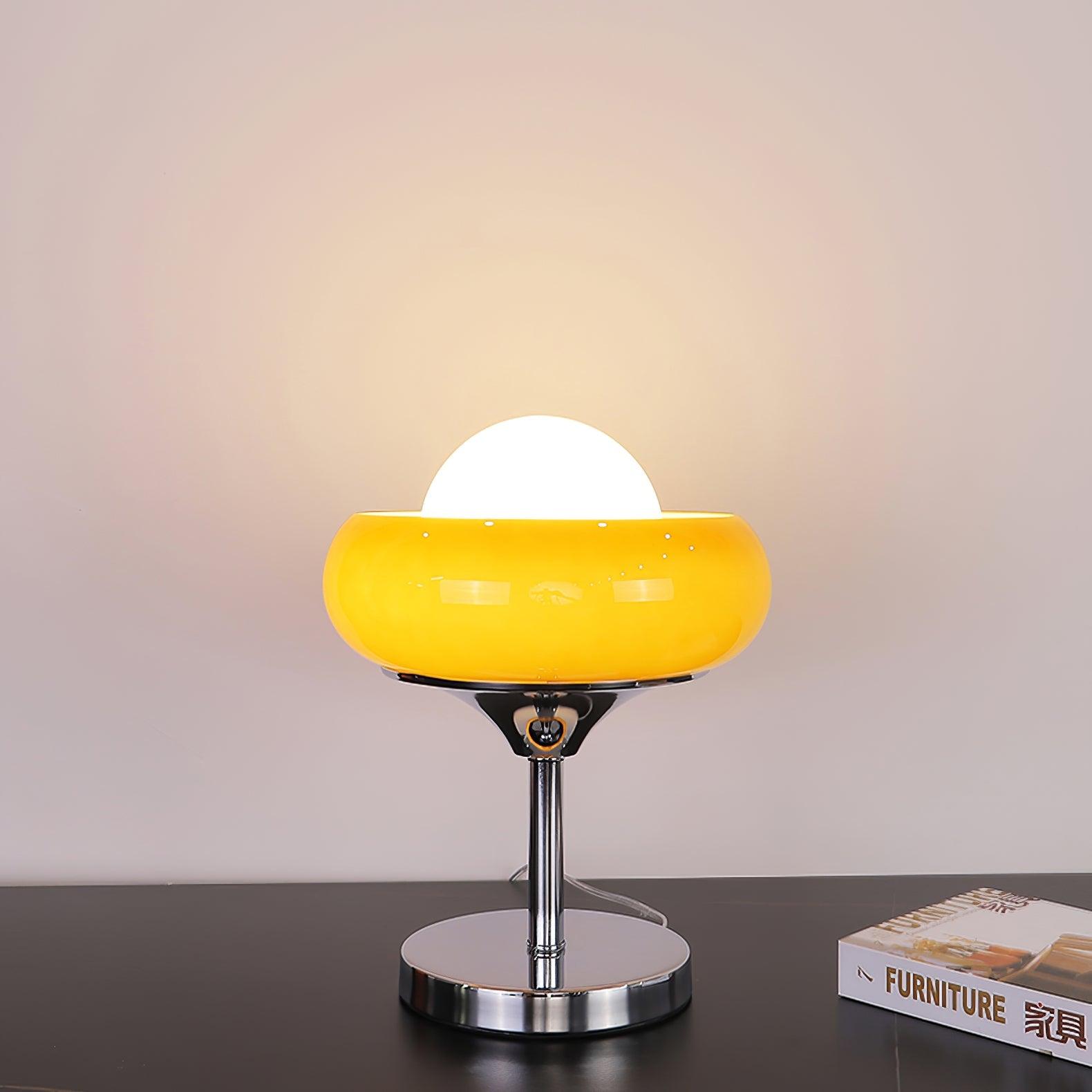 Harvey Chrome Space Age Table Lamp with Glass Globe and Plexiglass Shade