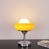 Harvey Chrome Space Age Table Lamp with Glass Globe and Plexiglass Shade