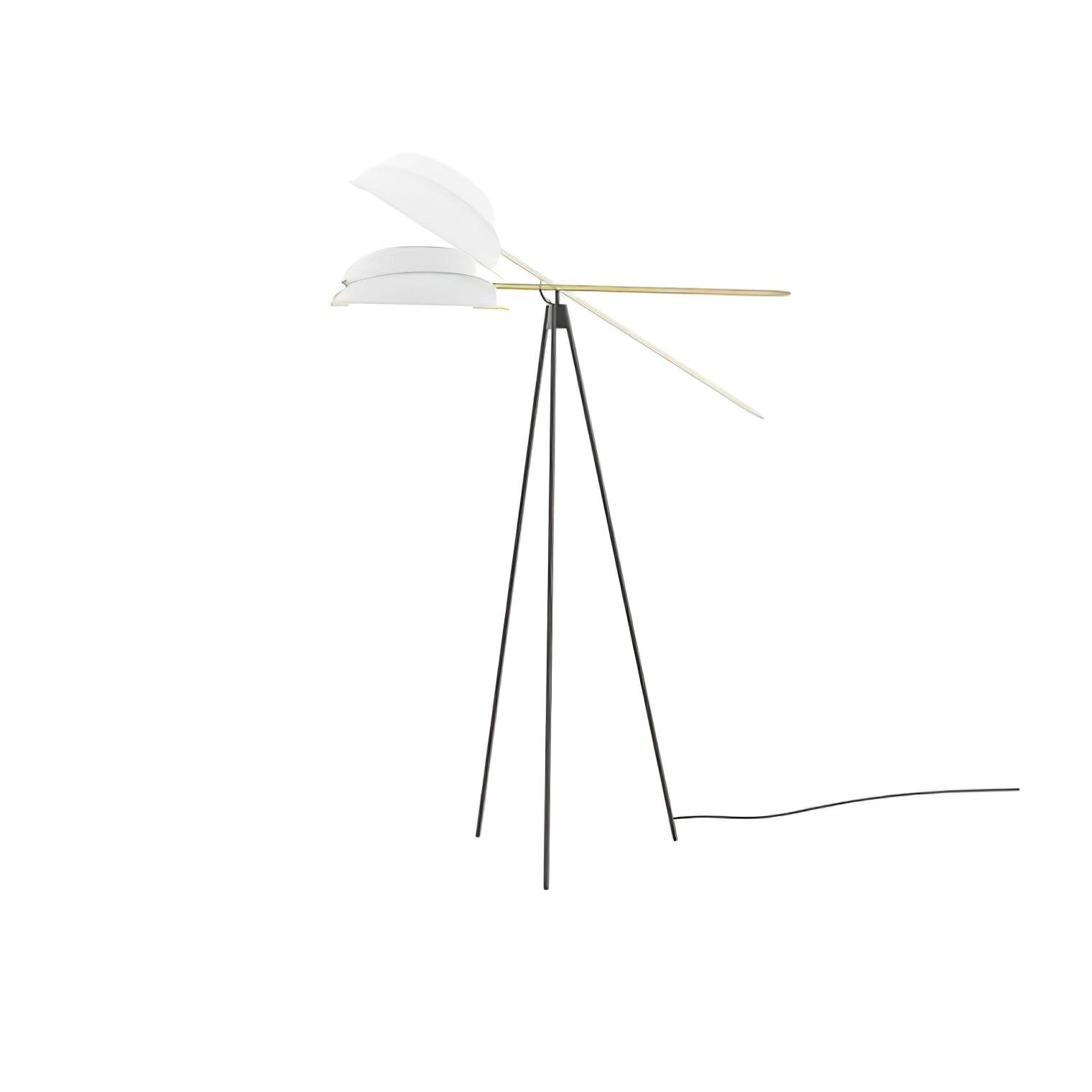 Heart Wing LED Tripod Floor Lamp with Adjustable Height and Gold Black Finish