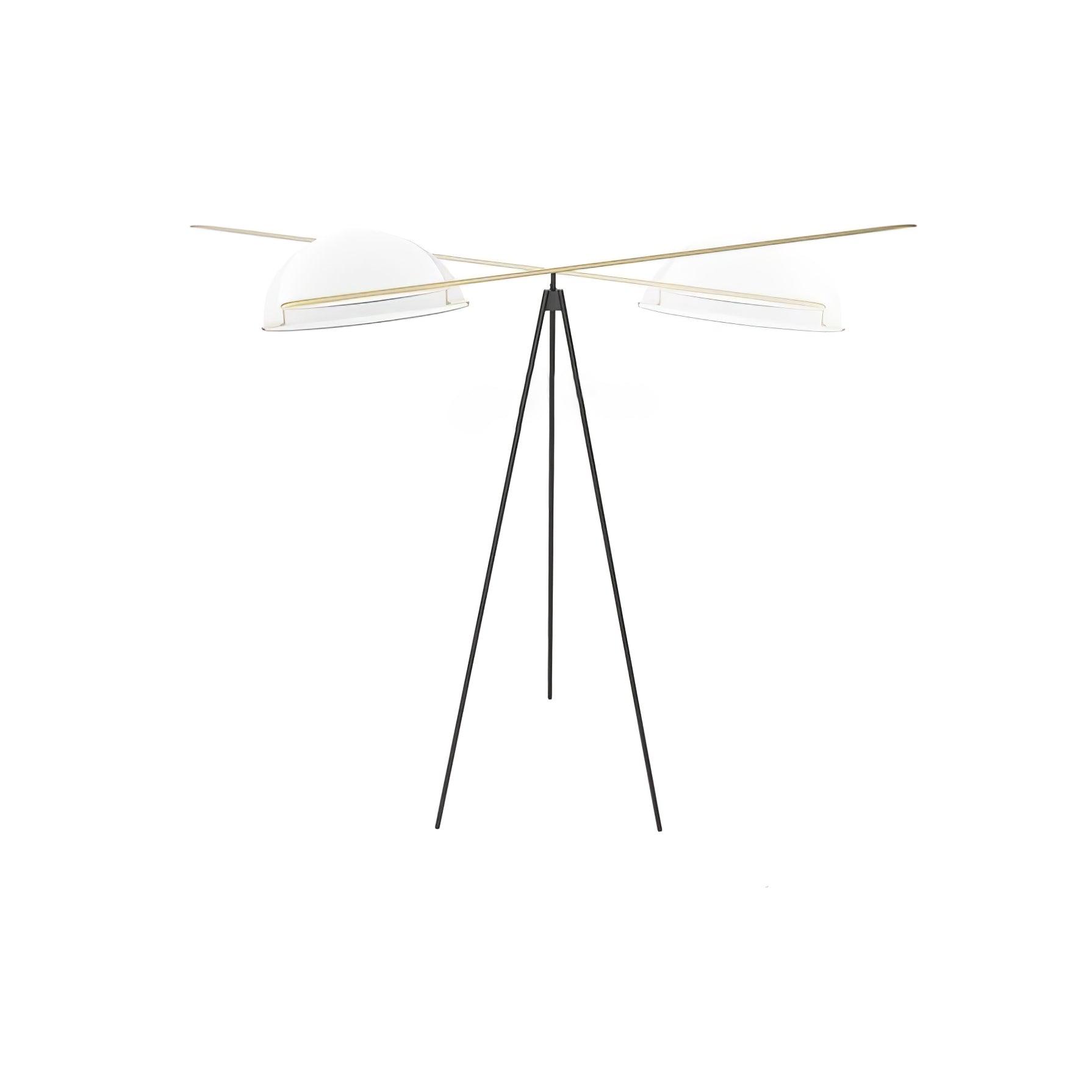 Heart Wing LED Tripod Floor Lamp with Adjustable Height and Gold Black Finish
