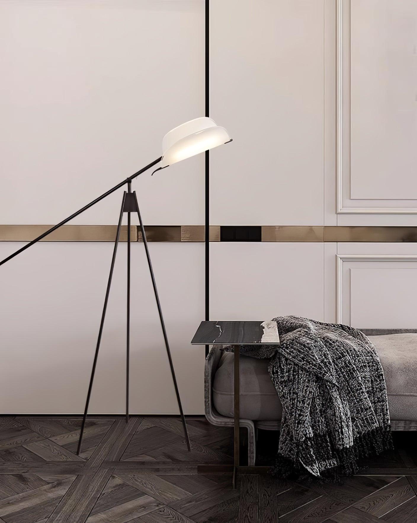 Heart Wing LED Tripod Floor Lamp with Adjustable Height and Gold Black Finish