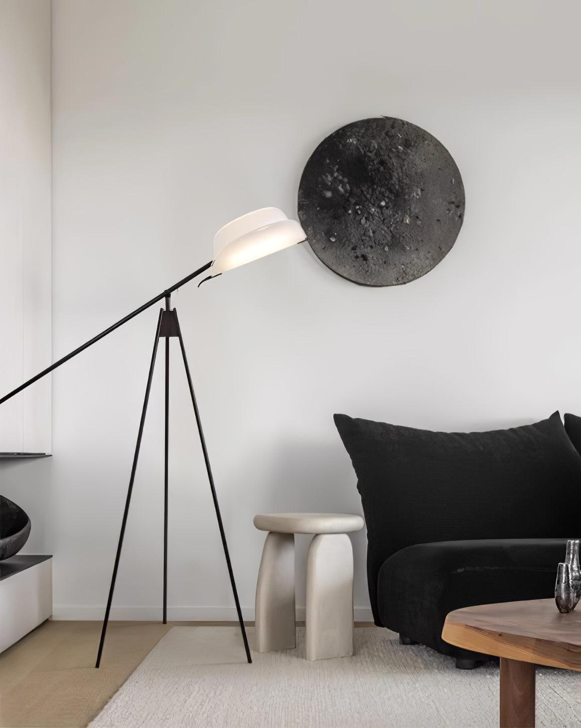 Heart Wing LED Tripod Floor Lamp with Adjustable Height and Gold Black Finish