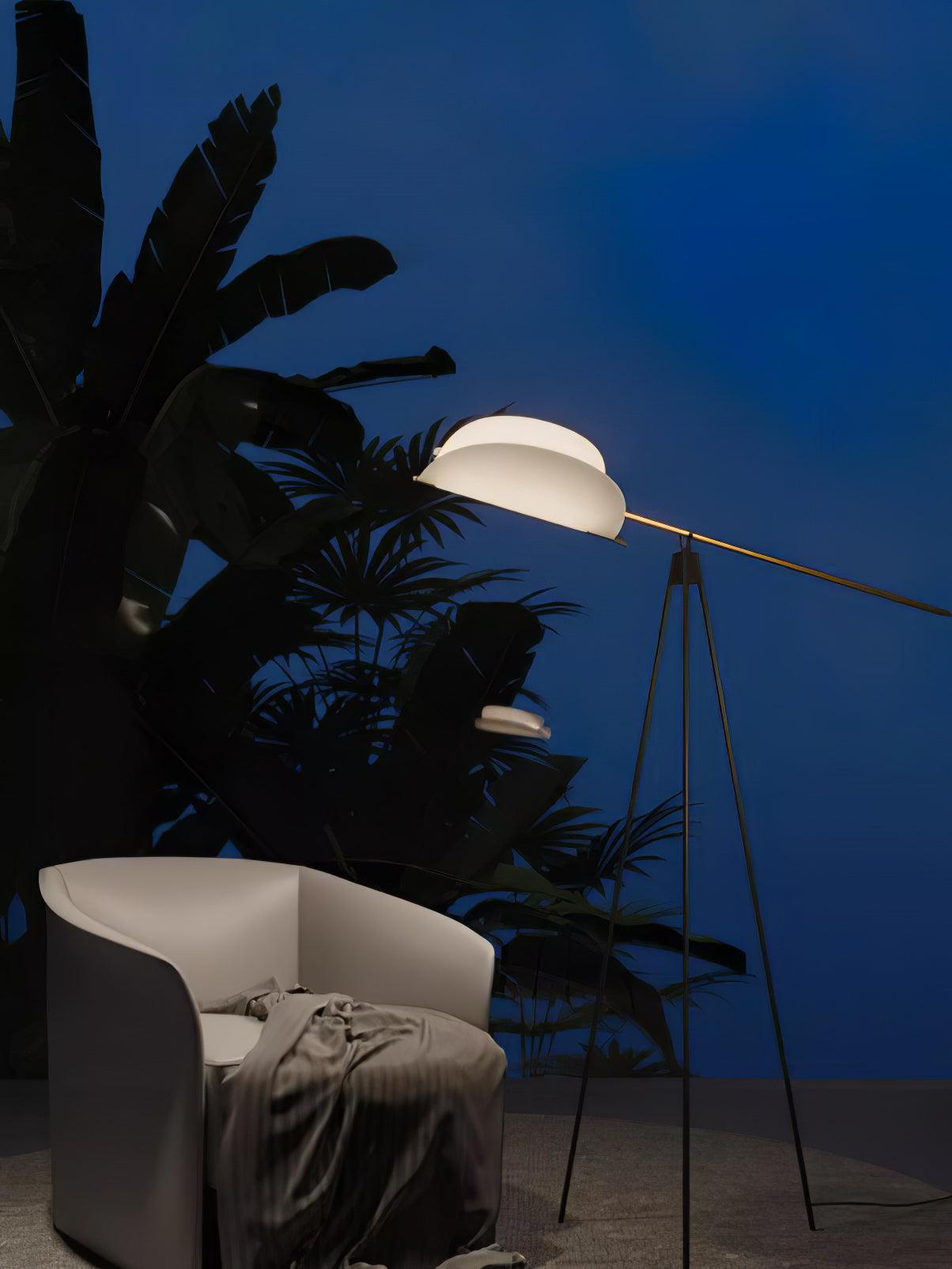 Heart Wing LED Tripod Floor Lamp with Adjustable Height and Gold Black Finish