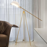 Heart Wing LED Tripod Floor Lamp with Adjustable Height and Gold Black Finish