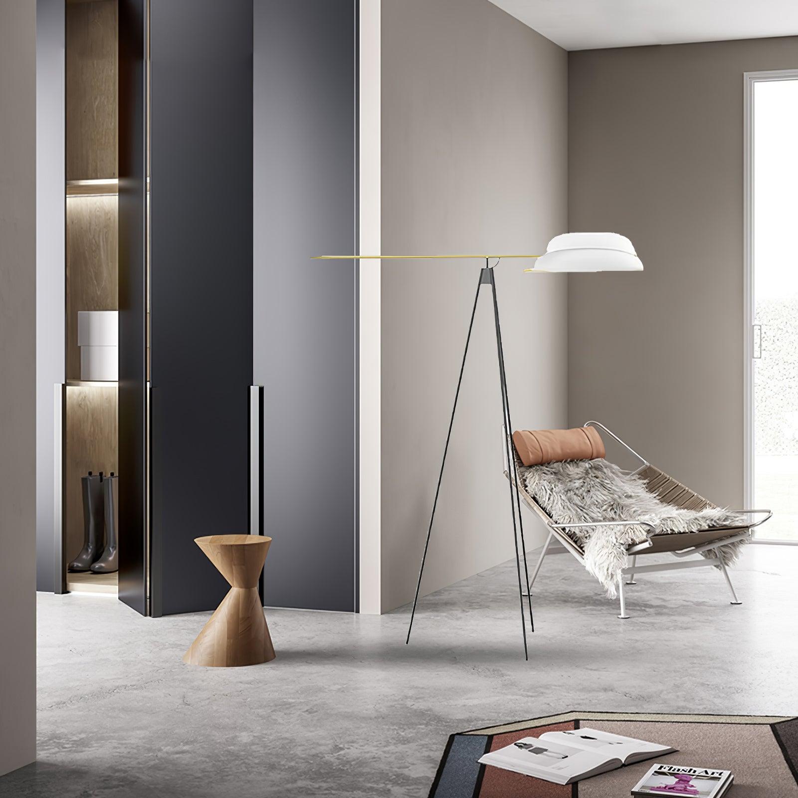 Heart Wing LED Tripod Floor Lamp with Adjustable Height and Gold Black Finish