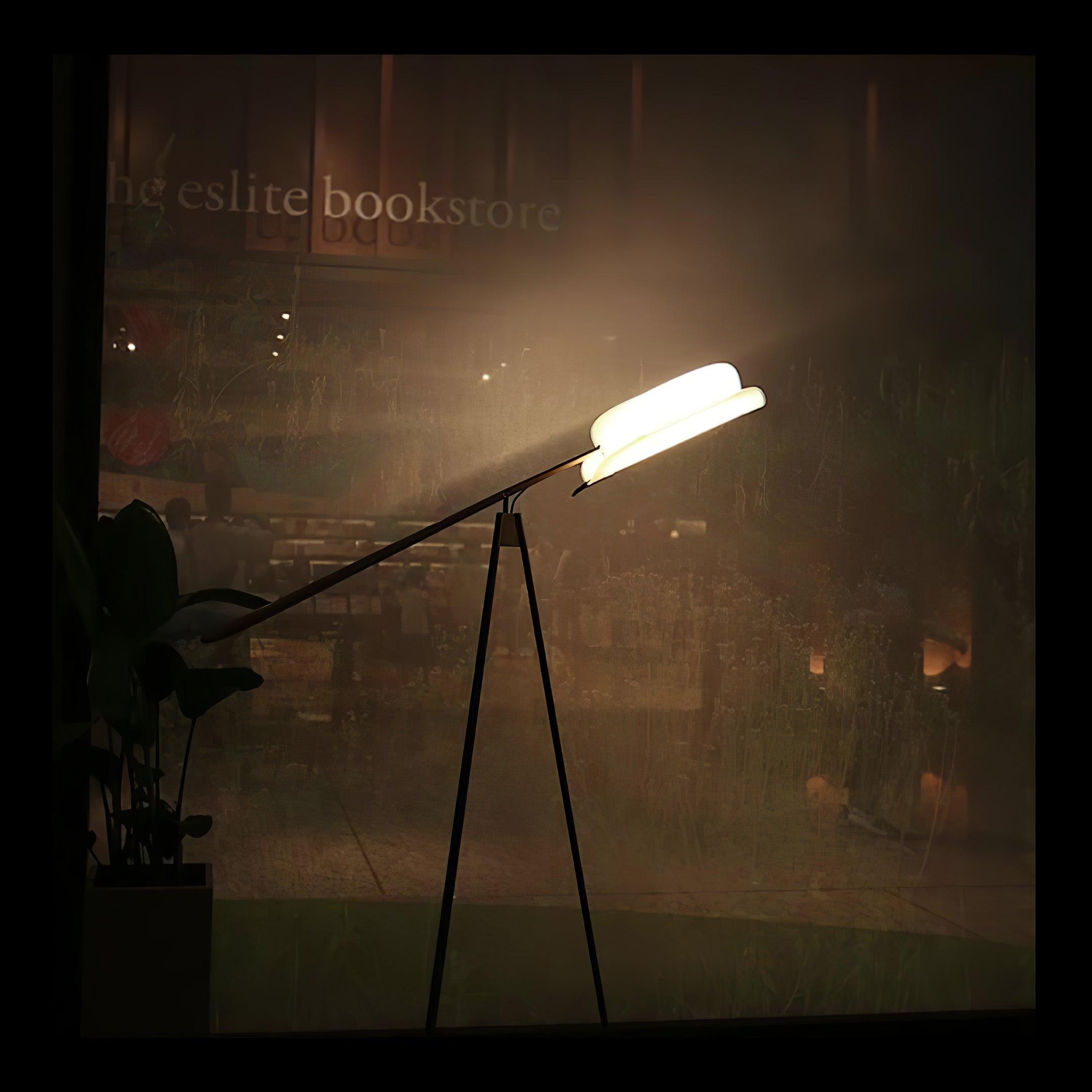 Heart Wing LED Tripod Floor Lamp with Adjustable Height and Gold Black Finish