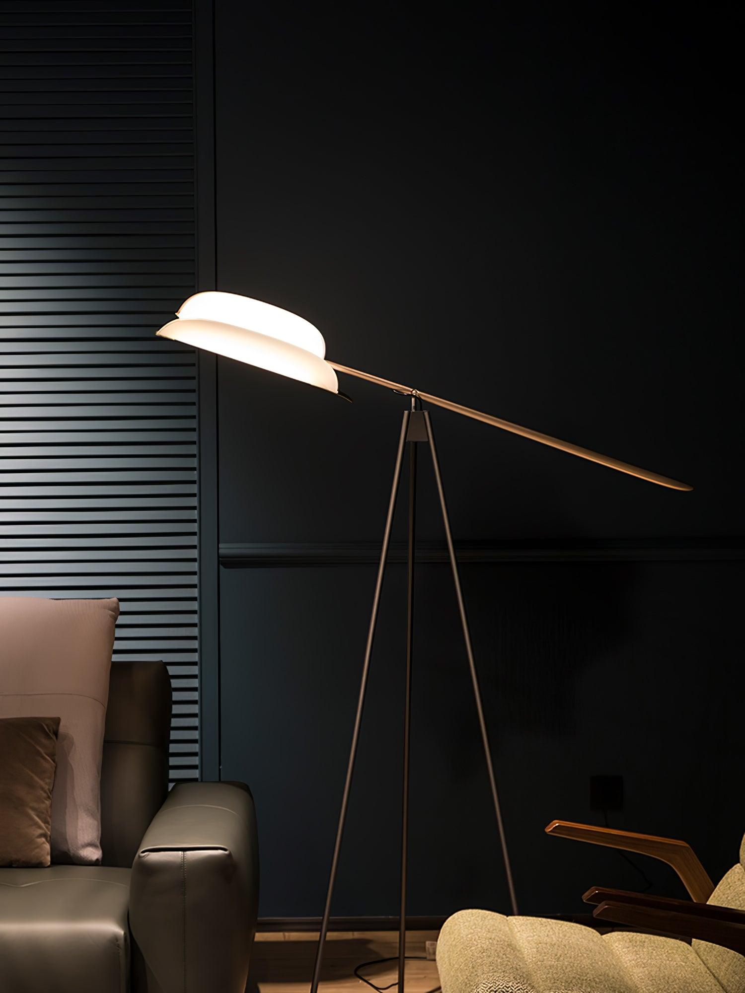 Heart Wing LED Tripod Floor Lamp with Adjustable Height and Gold Black Finish