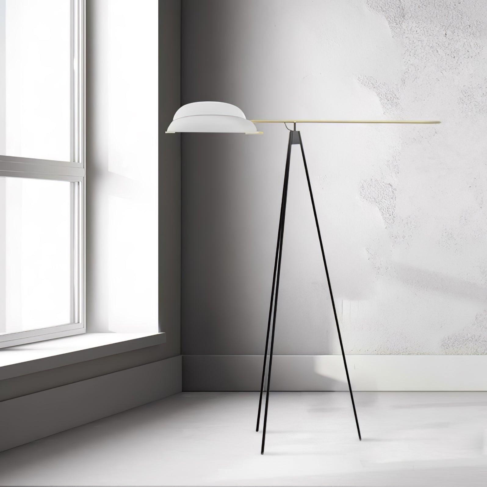 Heart Wing LED Tripod Floor Lamp with Adjustable Height and Gold Black Finish