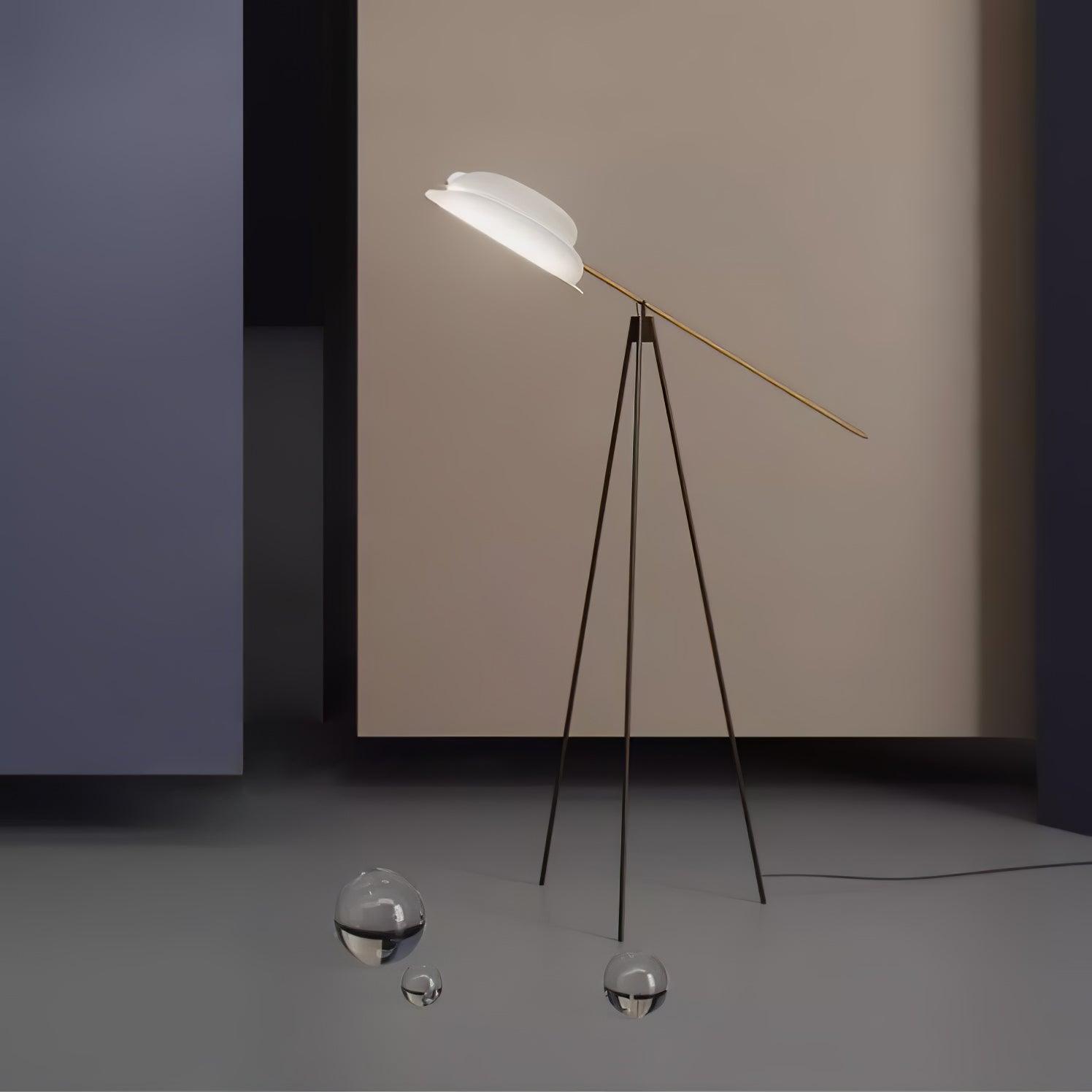 Heart Wing LED Tripod Floor Lamp with Adjustable Height and Gold Black Finish
