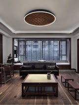 Heartwood Woven Wood Flush Mount Ceiling Light Modern LED Wooden Textured Overhead Fixture
