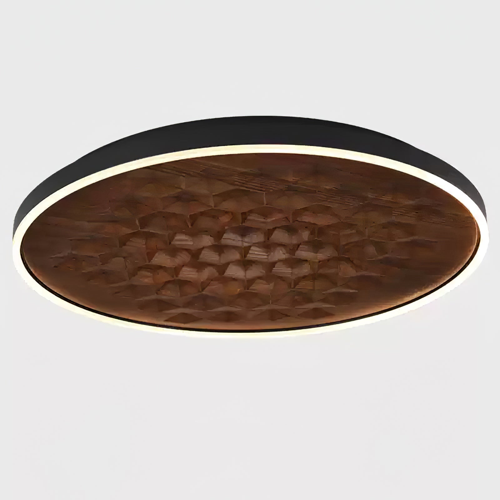 Heartwood Woven Wood Flush Mount Ceiling Light Modern LED Wooden Textured Overhead Fixture