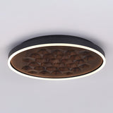 Heartwood Woven Wood Flush Mount Ceiling Light Modern LED Wooden Textured Overhead Fixture