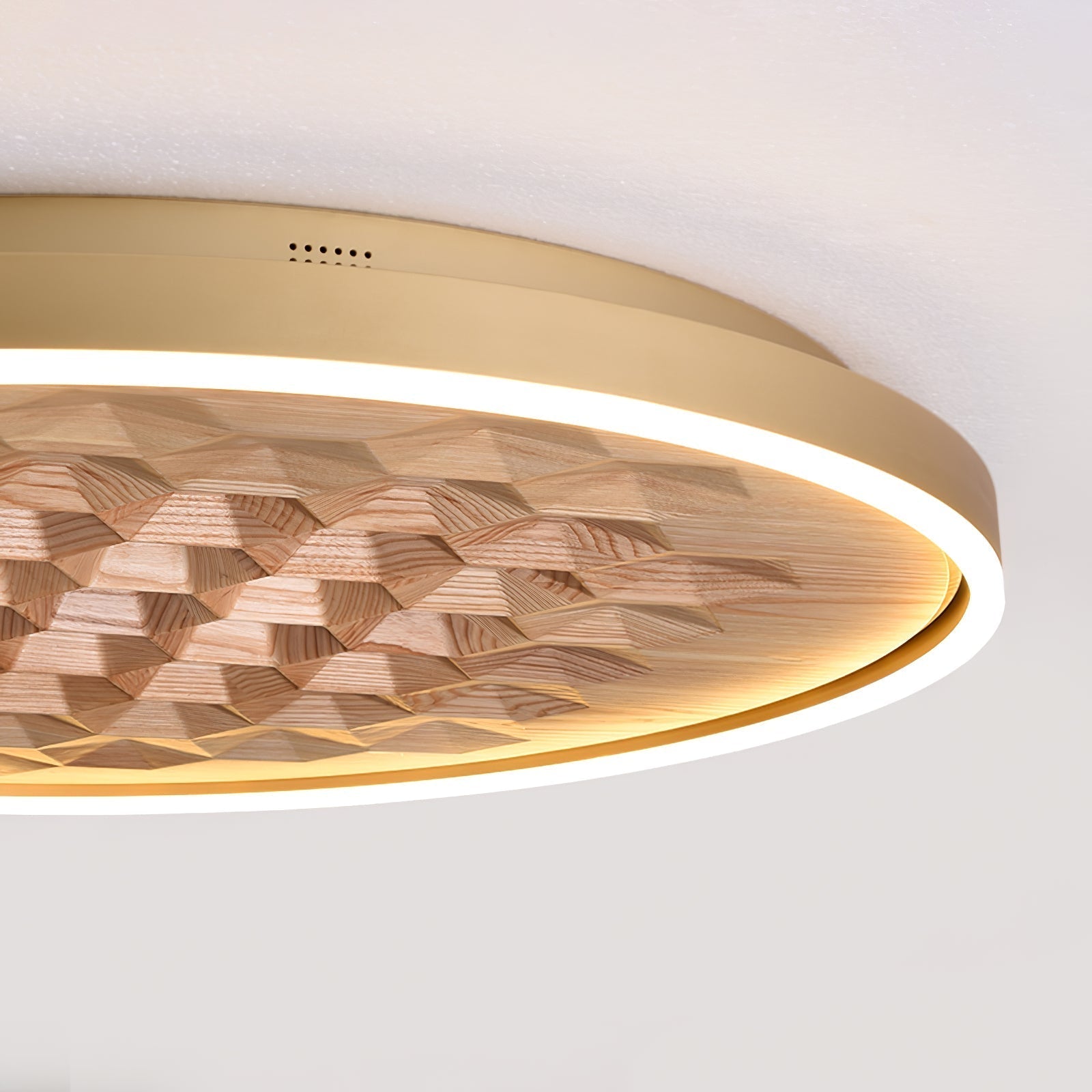 Heartwood Woven Wood Flush Mount Ceiling Light Modern LED Wooden Textured Overhead Fixture