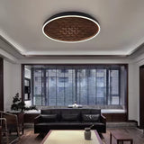 Heartwood Woven Wood Flush Mount Ceiling Light Modern LED Wooden Textured Overhead Fixture