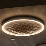 Heartwood Woven Wood Flush Mount Ceiling Light Modern LED Wooden Textured Overhead Fixture